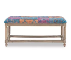 Moroccan Tapestry Upholstered Rustic Driftwood Bench -Best Furniture Store 810543273 5