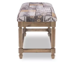 Gray Moroccan Tapestry Upholstered Rustic Driftwood Bench -Best Furniture Store 810543274 4