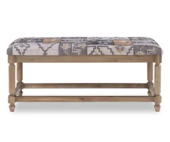 Moroccan Tapestry Upholstered Rustic Driftwood Bench -Best Furniture Store 810543274 5 1