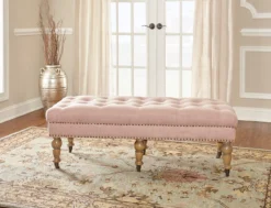 Claire Linen Upholstered Rolling Bench -Best Furniture Store 810543277 2