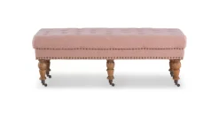 Claire Linen Upholstered Rolling Bench -Best Furniture Store 810543277 6