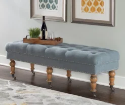 Claire Linen Upholstered Rolling Bench -Best Furniture Store 810543278 2