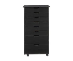 Craft Mate Black Wood 8-Drawer Rolling Storage Cart -Best Furniture Store 810543294 4