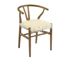 Emmitt Gray & Brown Faux Fur Wishbone Chair