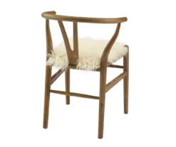 Emmitt Gray & Brown Faux Fur Wishbone Chair -Best Furniture Store 810543298 A2 4