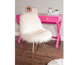Layton Cream & Gold Faux Fur Chair -Best Furniture Store 810543311 7