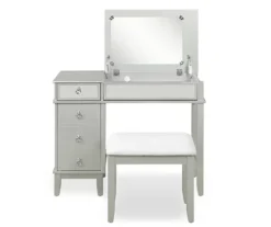 Jasmine 2-Piece White 1-Drawer Lifting Mirror Vanity Set -Best Furniture Store 810543315 5