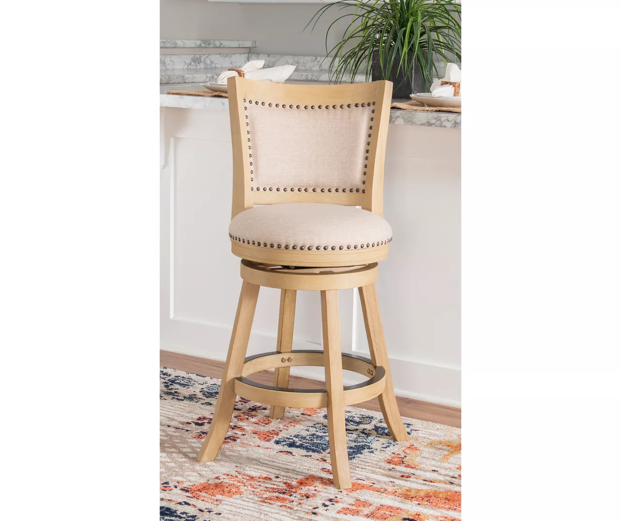 Graham Light Gray Padded Swivel Counter Stool 2 Graham Light Gray Padded Swivel Counter Stool - Image 2