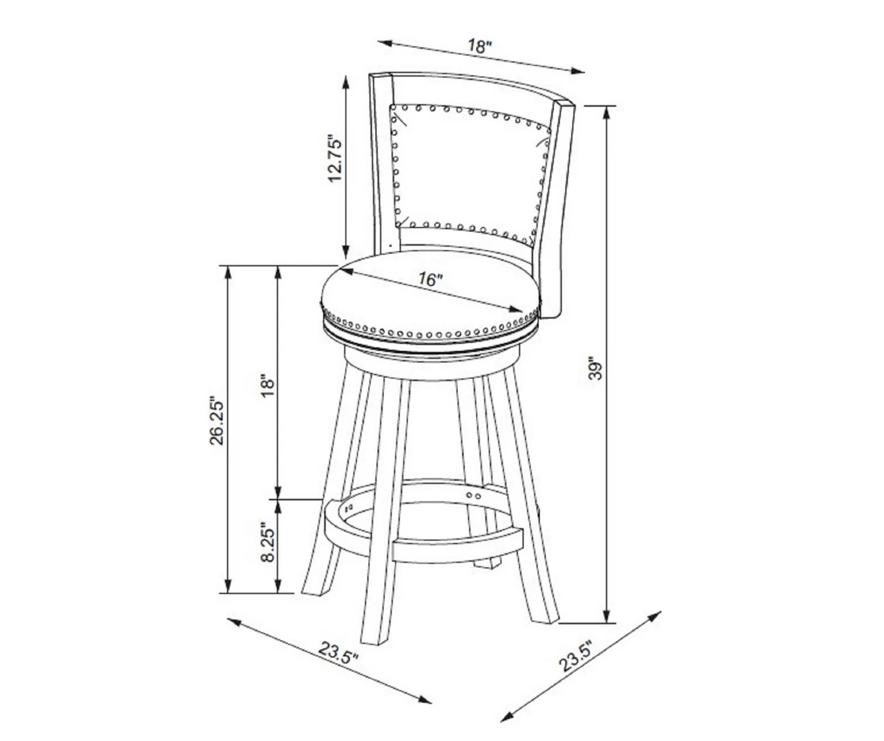Graham Light Gray Padded Swivel Counter Stool 9 Graham Light Gray Padded Swivel Counter Stool - Image 9