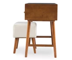 Merci 2-Piece White & Walnut 2-Drawer Lifting Mirror Vanity Set -Best Furniture Store 810543353 4