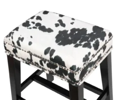 Baldwin White & Black Cow Print Nailhead Counter Stool -Best Furniture Store 810543357 3