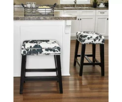 Baldwin White & Black Cow Print Nailhead Counter Stool -Best Furniture Store 810543357 4