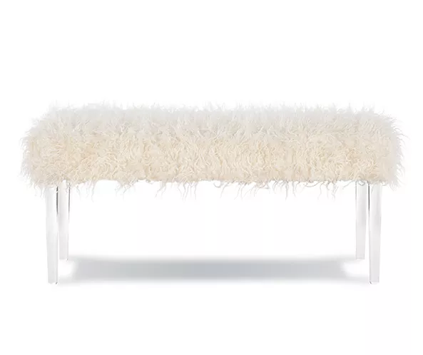 Cara White Faux Fur Acrylic Leg Bench 3 Cara White Faux Fur Acrylic Leg Bench - Image 3