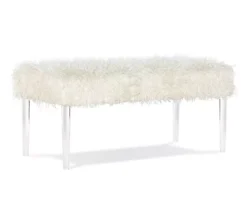 Cara White Faux Fur Acrylic Leg Bench 8 Cara White Faux Fur Acrylic Leg Bench -Best Furniture Store 810543373 4