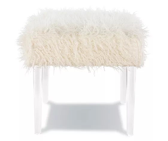 Cara White Faux Fur Acrylic Leg Bench 5 Cara White Faux Fur Acrylic Leg Bench - Image 5