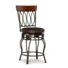 Carla Brown & Matte Bronze Faux Leather Swivel Counter Stool