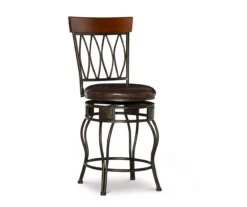 Carla Brown & Matte Bronze Faux Leather Swivel Counter Stool