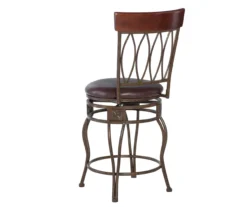 Carla Brown & Matte Bronze Faux Leather Swivel Counter Stool -Best Furniture Store 810543375 3