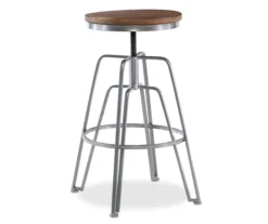 Brown Wood & Chrome Adjustable Swivel Bar Stool 9 Brown Wood & Chrome Adjustable Swivel Bar Stool -Best Furniture Store 810543377 5