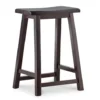 Maury 24" Dark Brown Wooden Saddle Stool