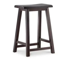 Maury 24" Dark Brown Wooden Saddle Stool