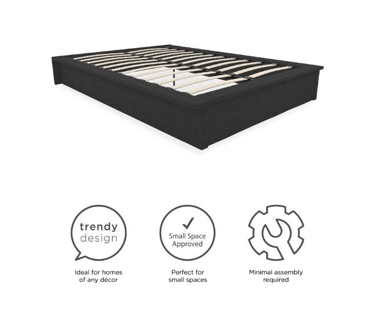 DHP Micah Gray Linen Queen Platform Bed 4 DHP Micah Gray Linen Queen Platform Bed - Image 4