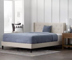 Isabelle Cream Upholstered Twin Wingback Bed -Best Furniture Store 810547603 810547607 810547628 810547611 5 1