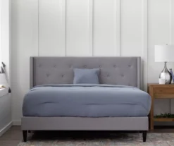 Isabelle Stone Upholstered Twin Wingback Bed