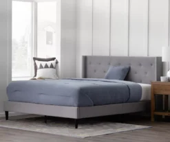 Isabelle Stone Upholstered Twin Wingback Bed -Best Furniture Store 810547604 810547608 810547627 810547612 5 1