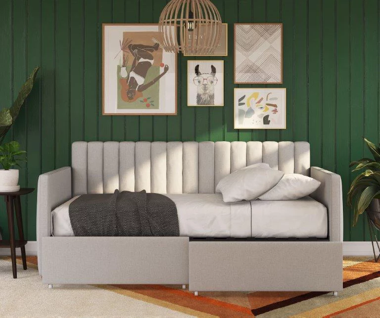 Brittany Gray Linen Upholstered Twin Storage Daybed 3 Brittany Gray Linen Upholstered Twin Storage Daybed - Image 3