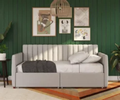 Brittany Gray Linen Upholstered Twin Storage Daybed 9 Brittany Gray Linen Upholstered Twin Storage Daybed -Best Furniture Store 810548783 4