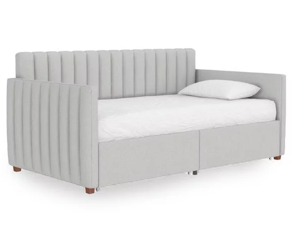 Brittany Gray Linen Upholstered Twin Storage Daybed 5 Brittany Gray Linen Upholstered Twin Storage Daybed - Image 5