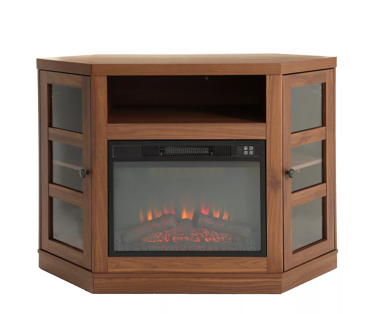 48" Brown Corner Electric Fireplace Console 1 48" Brown Corner Electric Fireplace Console