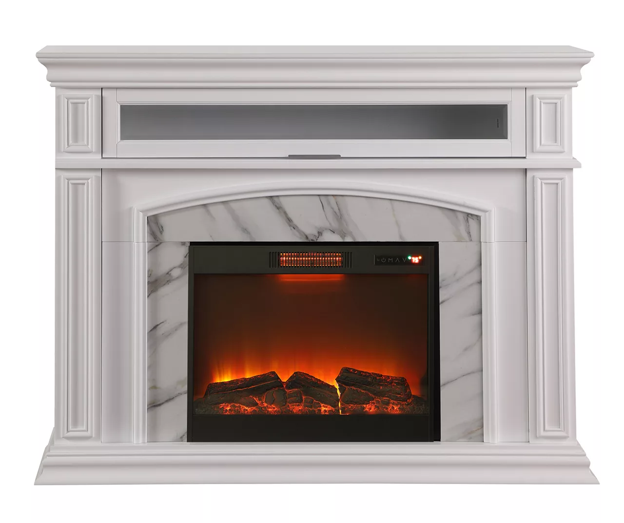 62" Grand White Faux Marble Electric Fireplace 1 62" Grand White Faux Marble Electric Fireplace