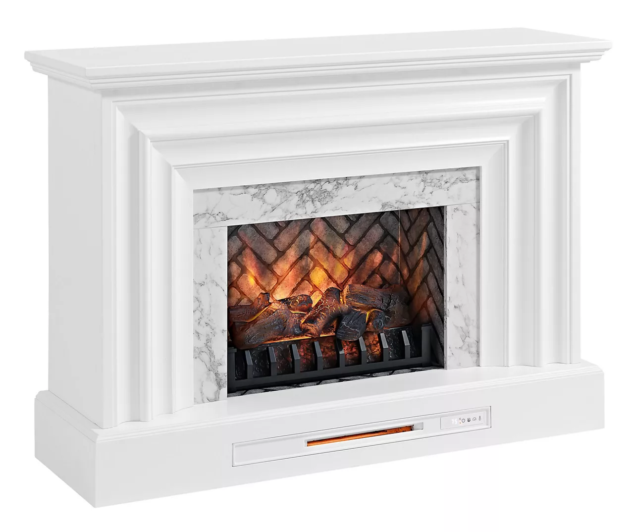 53.5" White Marble Petite Grand Electric Fireplace 2 53.5" White Marble Petite Grand Electric Fireplace - Image 2