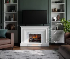 53.5" White Marble Petite Grand Electric Fireplace 6 53.5" White Marble Petite Grand Electric Fireplace -Best Furniture Store 810570829 3