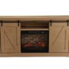 60" Light Brown Oak Barn Door Melamine Electric Fireplace