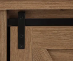 60" Light Brown Oak Barn Door Melamine Electric Fireplace -Best Furniture Store 810571322 2