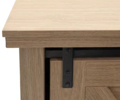 60" Light Brown Oak Barn Door Melamine Electric Fireplace -Best Furniture Store 810571322 3