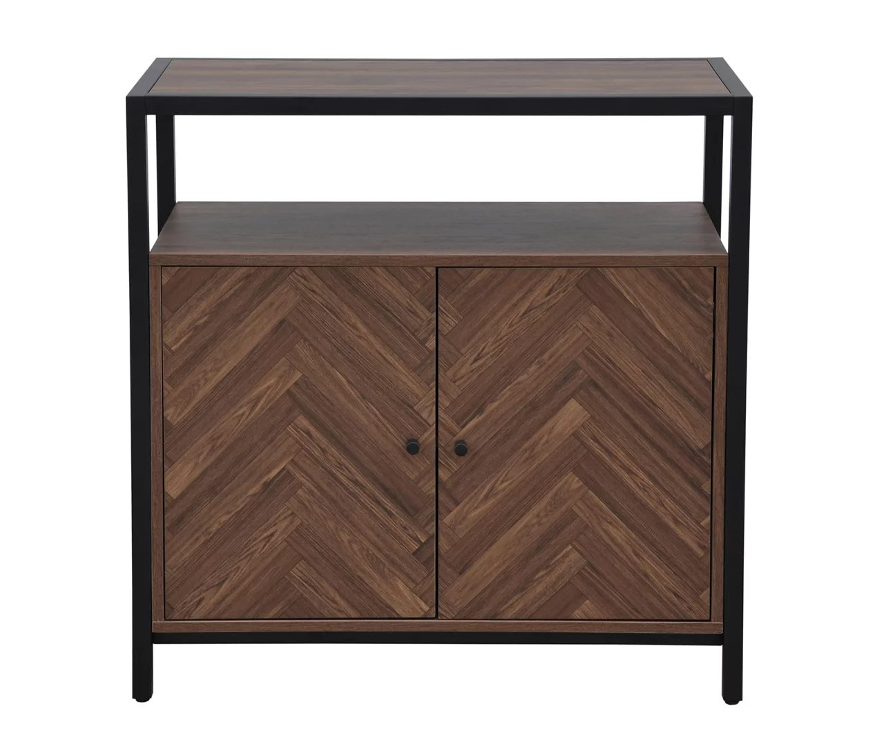 Walnut Chevron 2-Door Storage Cabinet 1 Walnut Chevron 2-Door Storage Cabinet