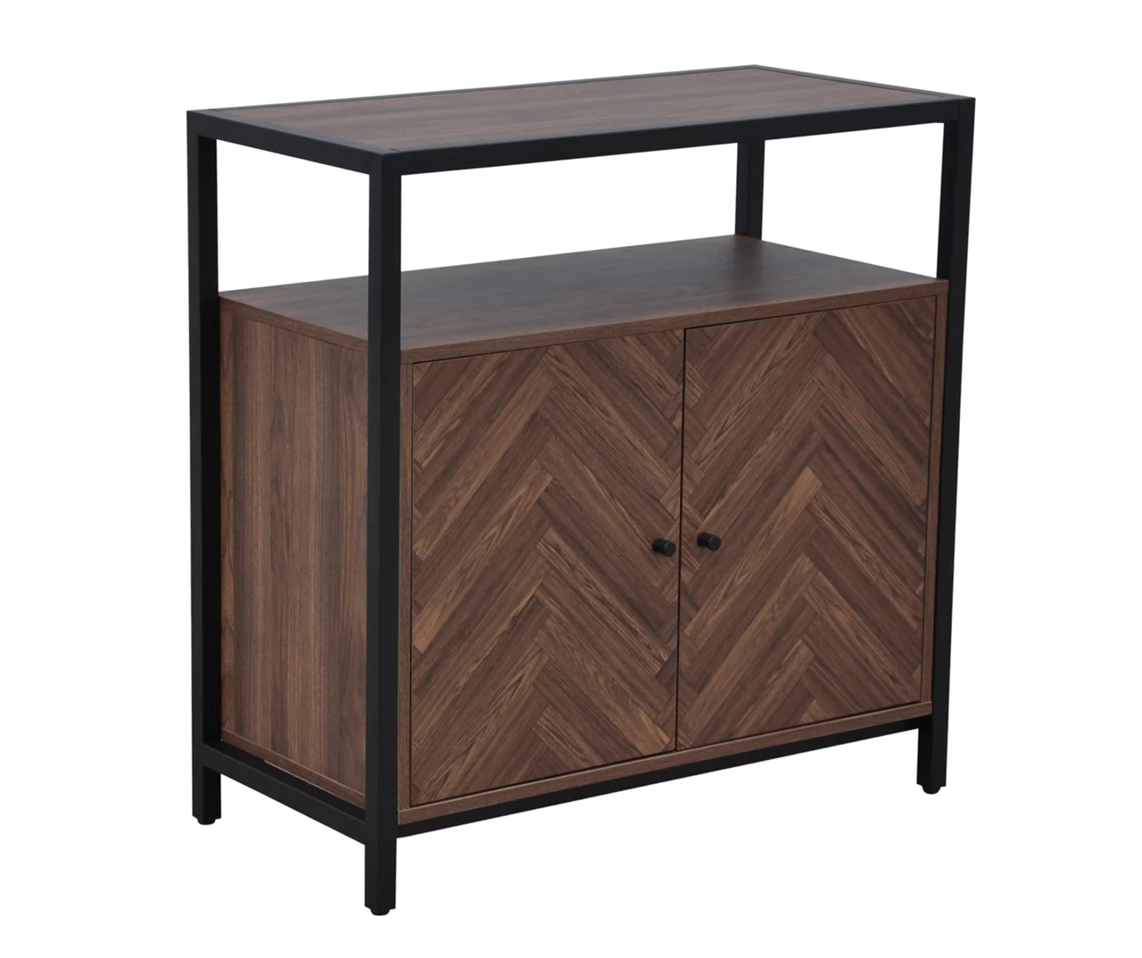 Walnut Chevron 2-Door Storage Cabinet 4 Walnut Chevron 2-Door Storage Cabinet - Image 4
