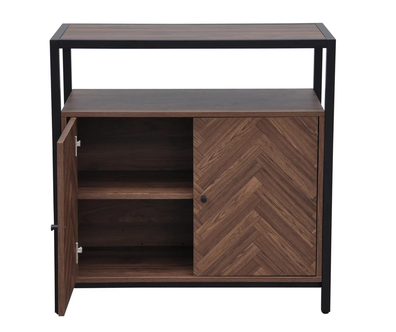 Walnut Chevron 2-Door Storage Cabinet 2 Walnut Chevron 2-Door Storage Cabinet - Image 2