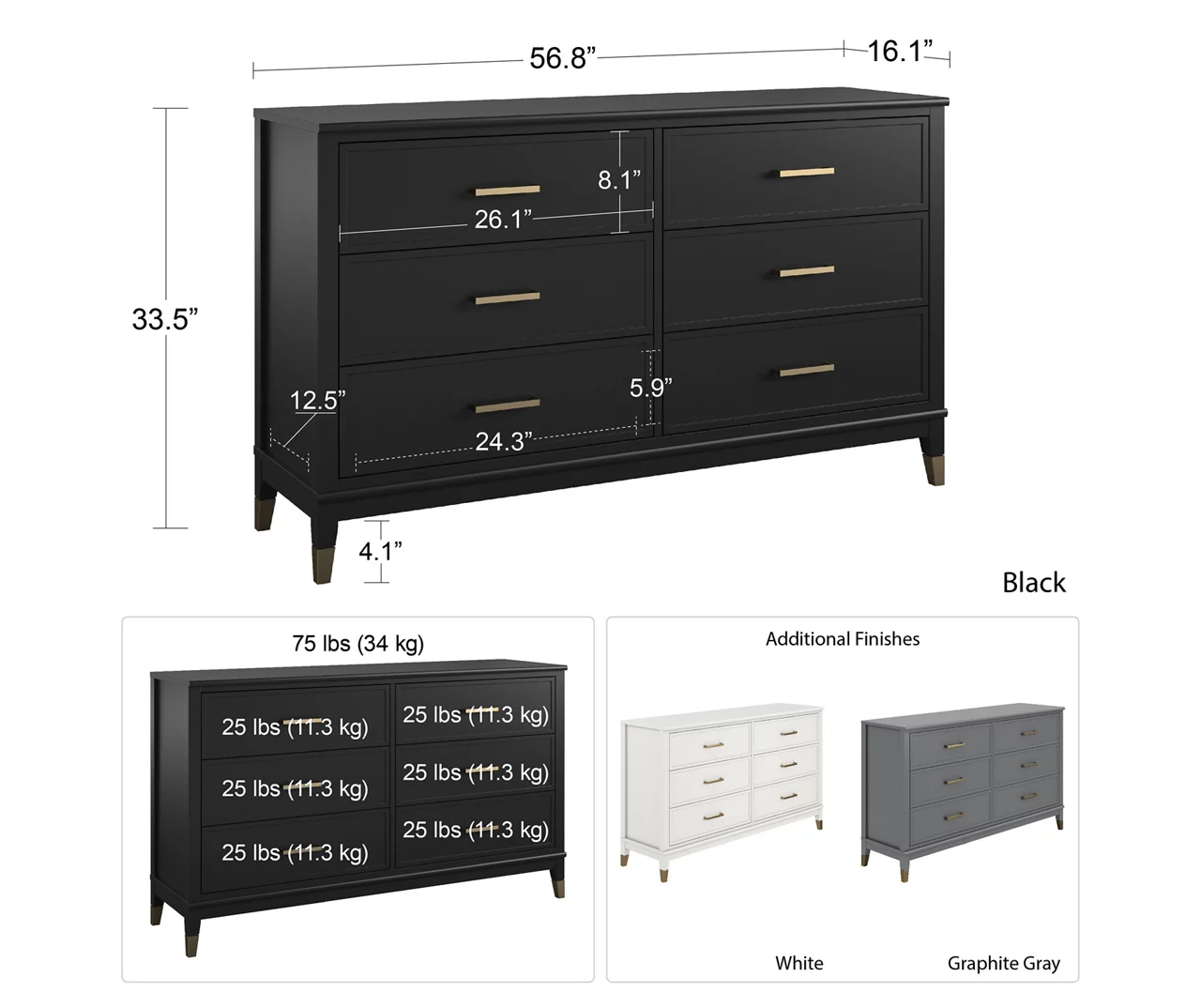 CosmoLiving Westerleigh 6-Drawer Dresser 20 CosmoLiving Westerleigh 6-Drawer Dresser - Image 20