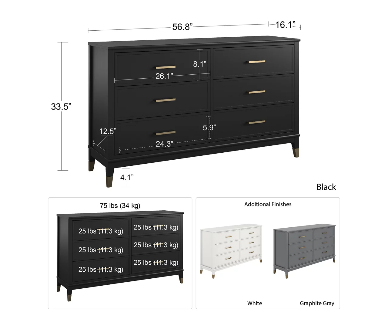 CosmoLiving Westerleigh 6-Drawer Dresser 5 CosmoLiving Westerleigh 6-Drawer Dresser - Image 5