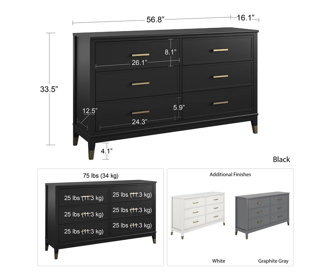 CosmoLiving Westerleigh 6-Drawer Dresser 11 CosmoLiving Westerleigh 6-Drawer Dresser - Image 11