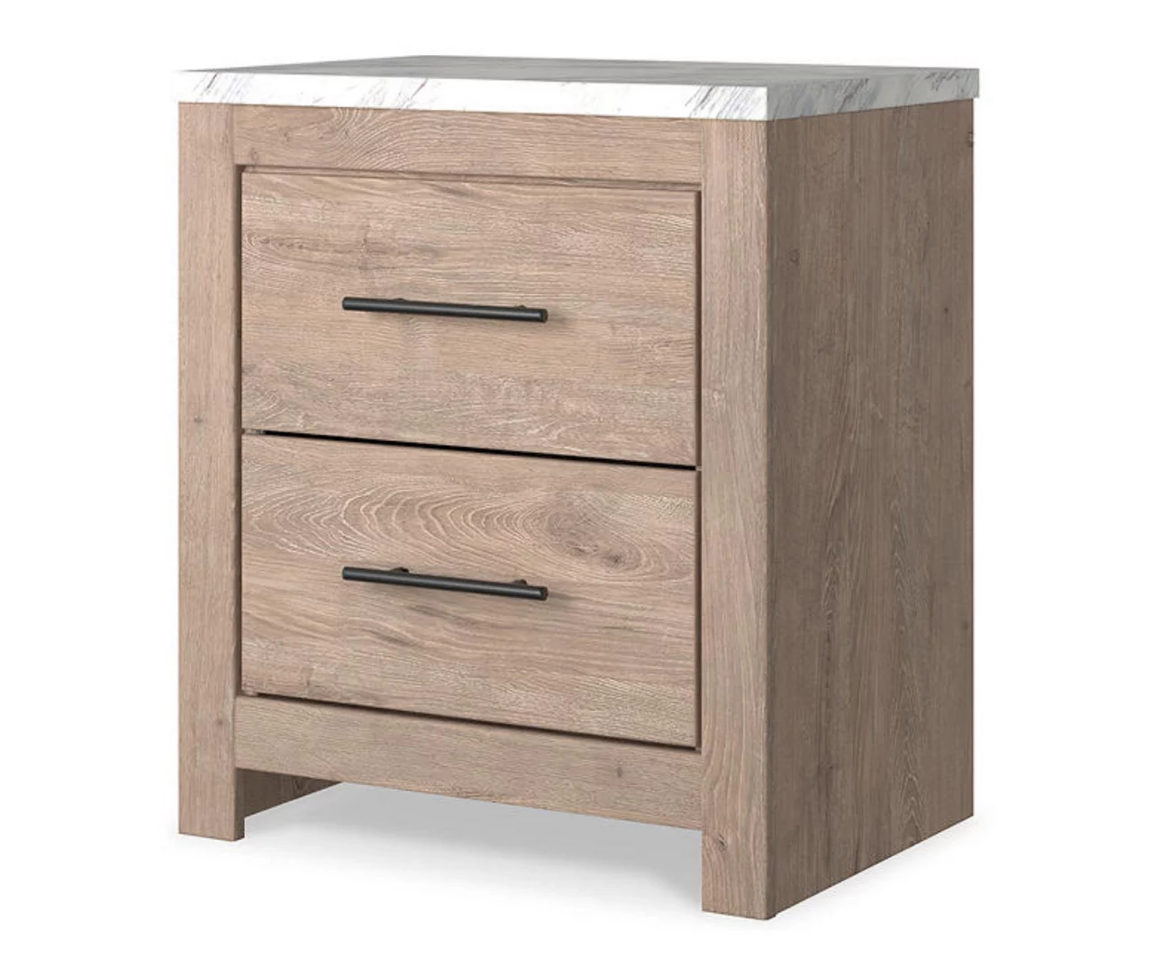Senniberg Oak & Faux Calcutta 2-Drawer Nightstand 6 Senniberg Oak & Faux Calcutta 2-Drawer Nightstand - Image 6