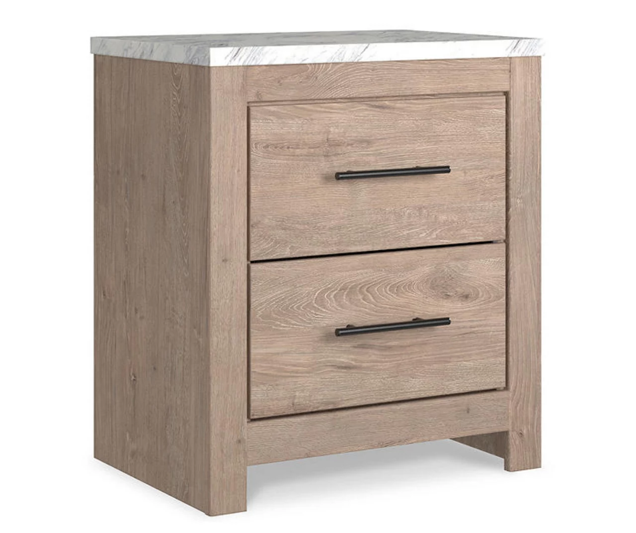 Senniberg Oak & Faux Calcutta 2-Drawer Nightstand 2 Senniberg Oak & Faux Calcutta 2-Drawer Nightstand - Image 2