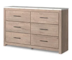 Senniberg Oak & Faux Calcutta 6-Drawer Dresser -Best Furniture Store 810589299 2
