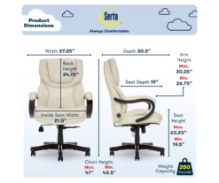 Conway Ivory Big & Tall Bonded Leather Office Chair -Best Furniture Store 810590382 6