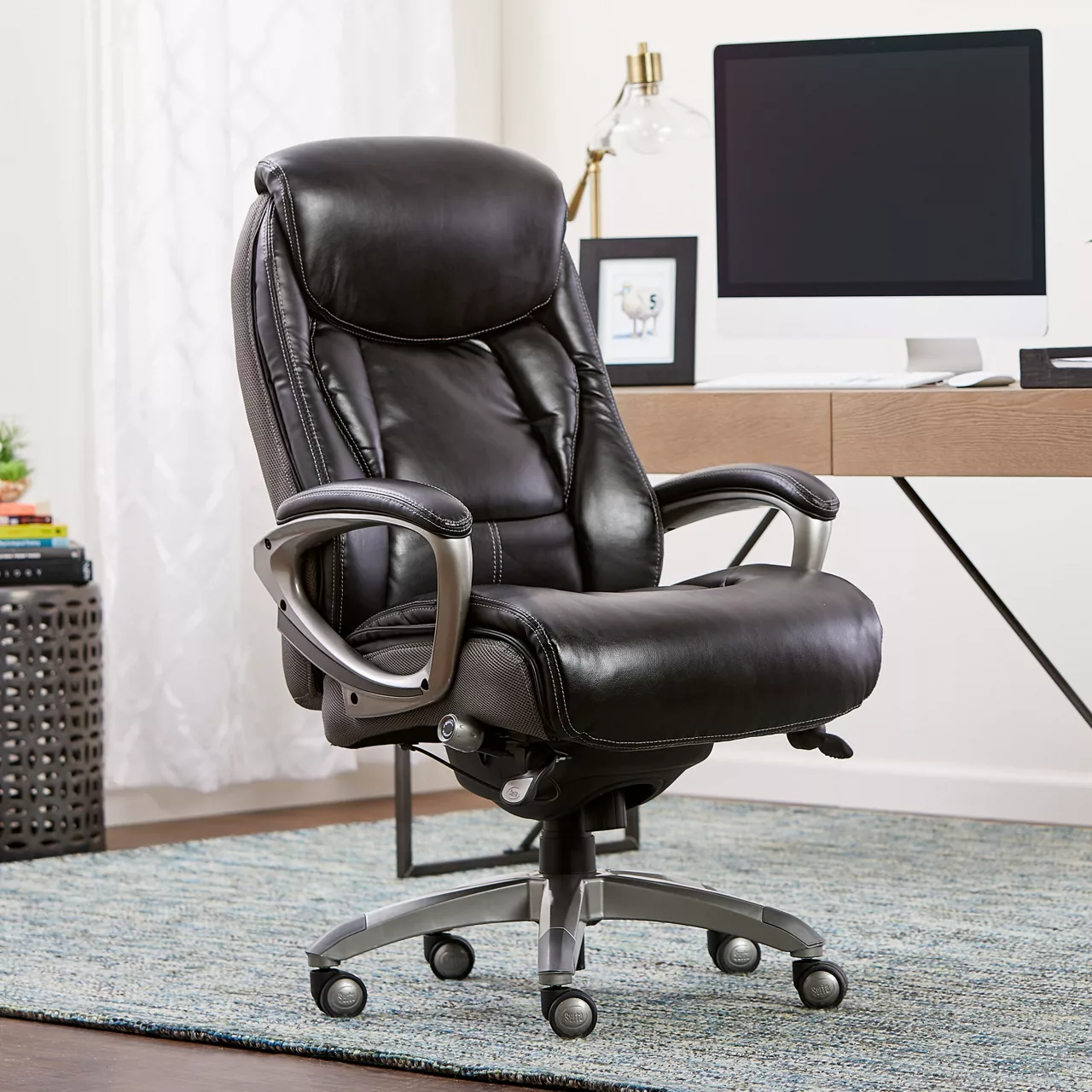 Lautner Gray Executive Bonded Leather Office Chair 4 Lautner Gray Executive Bonded Leather Office Chair - Image 4